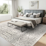 Art&Tuft 8x10 Area Rug, Super Soft Ultra-Thin Moroccan Washable Rugs 8x10, Anti-Slip Backing Rugs for Living Room, Foldable Geometric Machine Washable Area Rug(8'x10', Ivory) Art&Tuft