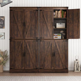 chartustriable 71in Farmhouse Kitchen Pantry Cabinet,Tall Storage Cabinet with 4 Doors and Adjustable shelves,with Load-Bearing Steel Pipe,Wood Storage Cabinets for Kitchen,Dining Room,Bathroom(Brown) chartustriable