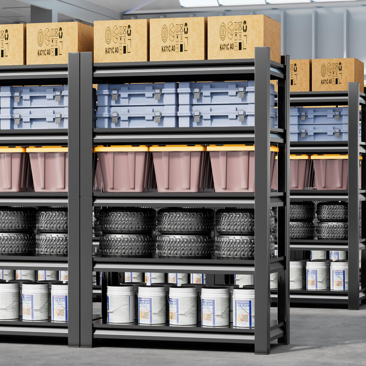 2 Sets Garage Shelving Unit 24"D x 48"W x 87"H Heavy Duty Storage Shelves Easy Assembly 5 Tier Adjustable Metal Shelving Utility Shelf Rack Garage Storage Organizer for Garage, Basement, Warehouse Hzdbhd