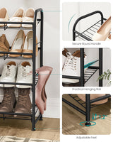 SONGMICS Shoe Rack, 4 Tier Shoe Organizer for Closet, Holds up to 16 Pairs of Shoes, Shoe Rack for Front Door Entrance, Metal Shoe Shelf with Adjustable Tilt Angle, for Entryway, Garage, Black SONGMICS