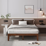 Giantex 14 Inch Queen Walnut Wood Platform Bed Frame with Heavy Duty Slat Support, Minimalist Design, No Box Spring Needed Giantex