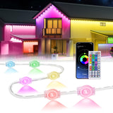 MuliVid 150Ft Permanent Outdoor Lights,Smart RGB Outdoor Lights with Remote APP Control, IP67 Waterproof Outside Light for House for Christmas, Halloween, Holiday, Party, Daily MuliVid