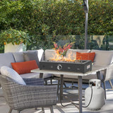 Onlyfire 28 Inch Tabletop Gas Fire Pit, Outdoor Propane Fire Pit Bottom Mounted with Glass Wind Guard and Lava Rock, Rectangular Smokeless Fire Table Indoor Outdoor Fireplace onlyfire
