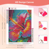 DOMROM Diamond Painting Kits for Adults, Hibiscus Diamond Art Kits, 5D Flowers Diamond Painting, DIY Round Full Drill Diamond Painting Gem Arts and Crafts for Home Decor 12x16 inch DOMROM