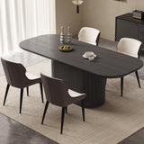 GraceNook 86" Wood Oval Dining Table for 2-8, Large Modern Dining Room Table, Pedestal Dining Kitchen Table with Sleek Ripple Pedestal, Large Minimalist Table for Meal, Dinner, Study GraceNook