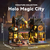 Flever Dollhouse Miniature DIY House Kit Creative Room with Furniture for Romantic Artwork Gift (Holo Magic City) Flever
