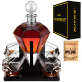 Diamond Whiskey Decanter Set with Glasses,Whiskey Decanter Sets for Men,Whiskey Set Gifts for Men,Bourbon Birthday Gifts for Men Gifts for Dad Gifts for Him Boyfriend Mens Gifts for Chrismas Gifts Men LuxuryBar