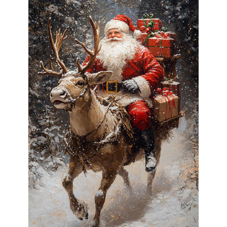 DIY Christmas Paint by Numbers Kit for Adults, Santa and Reindeer Adult's Paint by Number Kits on Canvas, Easy Watercolor Arts and Crafts for Holiday Decor(16 x 20 Inch) Clendo