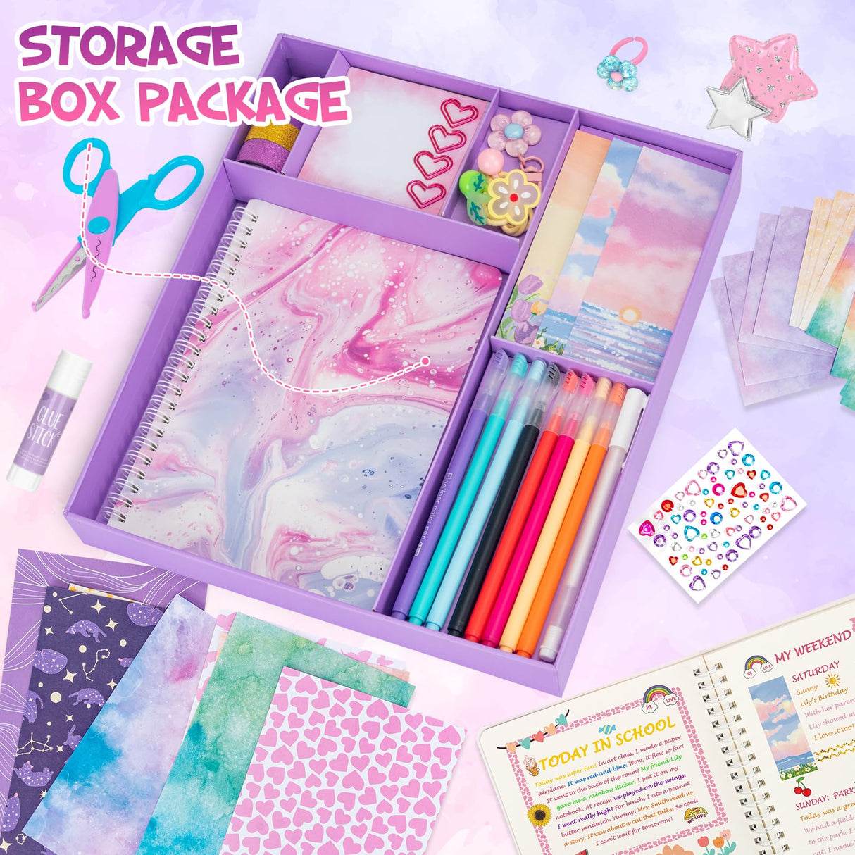 QIYVLOS 2 Pack DIY Journal Kit, Scrapbook Kit Toys for ages 8-13, Birthday Stationary Journaling Supplies Set Arts and Crafts Gifts for Teen Girls Ages 8 9 10 11 12 13 14 Year Old QIYVLOS