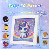 Animal Diamond Art Kits for Kids with Wooden Frame, Unicorn Diamond Art for Kids with Beautiful Package, Arts and Crafts for Kid Ages 8-12(7x7inch) WEMEON
