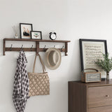 VERTORGAN Coat Hooks, Wood Rack Wall-Mounted, 31.5 Inch Entryway Shelf with 10 Hooks (Brown) VERTORGAN