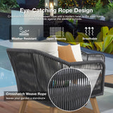 Patiorama 4 Piece Patio Furniture Set, Outdoor FSC Certified Acacia Wood Conversation Set, All-Weather Rope Sofa Set w/Coffee Table, Loveseat, Modern Deep Seating Set for Lawn Balcony Poolside, Cream Patiorama