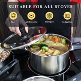 Meythway 𝐔𝐏𝐆𝐑𝐀𝐃𝐄 Stainless Steel Pots and Pans Set Non Toxic, 6PCs Kitchen Cookware Sets with Stay-Cool Handles, Non-Stick, Dishwasher Safe&Compatible with All Stovetops(Gas,Electric&Induction) Meythway