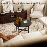 FURMORENE Coffee Table, 23.6" Small Coffee Tables, Black Round Coffee Tables for Living Room, Floor Table for Sitting on The Floor, Center Coffee Table with Metal Frame for Office Apartment Home FURMORENE
