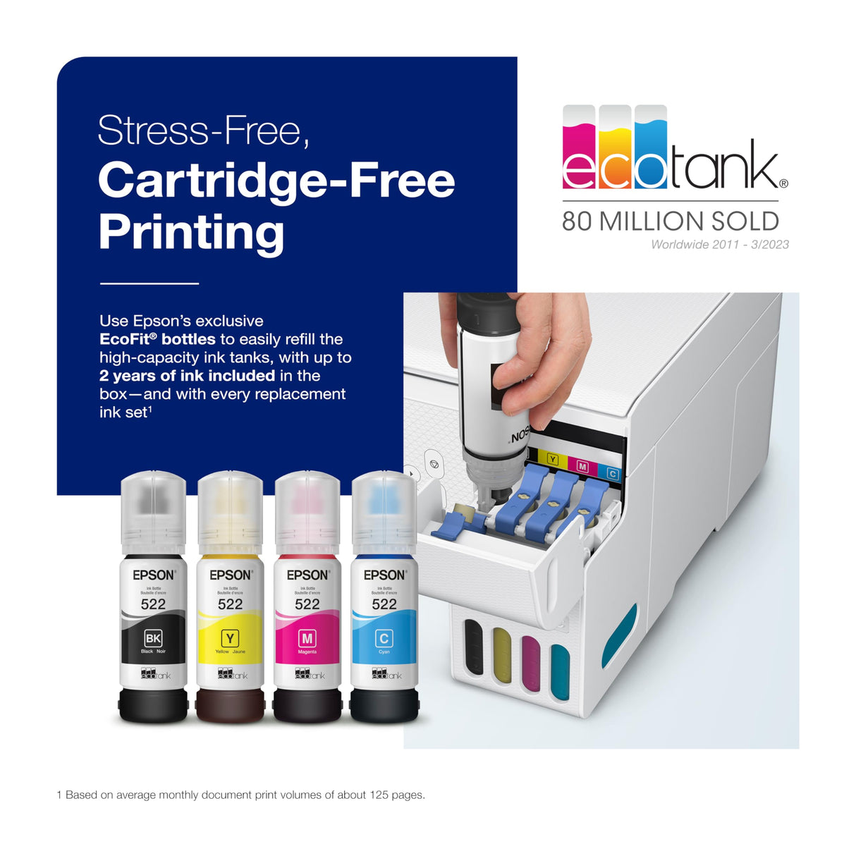 Epson EcoTank ET-2800 Wireless Color All-in-One Cartridge-Free Supertank Printer with Scan and Copy. Full 1-Year Limited Warranty - White (Renewed Premium) Epson