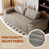 63" Cloud Loveseat Sofa - Boneless Deep Seat 2-Seater, No Assembly Foam Floor Couch, Plush Corduroy Fabric, Modern Living Room Sofa for Small Space Apartment, Bedroom, Office (Camel, 63") Klwenas Maec