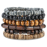 Telooco Wooden Mens Beaded Bracelets Adjustable Gothic Bracelet Elasticity Mens Bracelet Multi-Layer Detachable Beaded Bracelets for Men Telooco