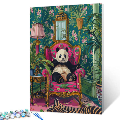 Tucocoo Lovely Panda Paint by Numbers Bohemia Jungle Animal Paint by Numbers Kits for Adult,Boho Botanical Paint by Numbers Kits on Colorful Canvas for Home Wall Decor 16''W x 20''H (Without Framed) Tucocoo