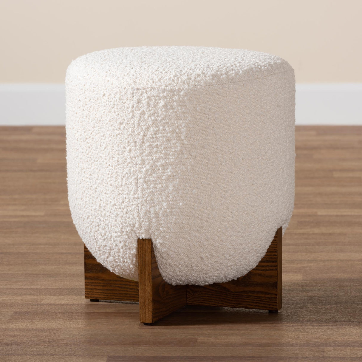Baxton Studio Fisk Footstool, One Size, Cream/Walnut Brown Baxton Studio
