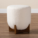 Baxton Studio Fisk Footstool, One Size, Cream/Walnut Brown Baxton Studio