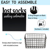 EVA murmure Cutout Letters Lost Socks - Laundry Room Organization, Farmhouse Laundry Room Decor and Accessories - House Decor Rustic Wooden Laundry Sign Wall Decor with Attached Basket - Black EVA murmure