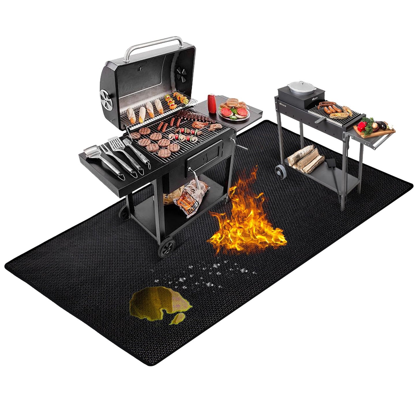 Large 76x51 inches Under Grill Mat for Outdoor Grill,Double-Sided Fireproof Grill Pad for Fire Pit,Indoor Fireplace Mat Fire Pit Mat,Oil-Proof Waterproof BBQ Protector for Deck and Patio