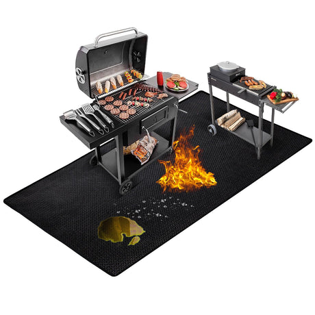 Large 76x51 inches Under Grill Mat for Outdoor Grill,Double-Sided Fireproof Grill Pad for Fire Pit,Indoor Fireplace Mat Fire Pit Mat,Oil-Proof Waterproof BBQ Protector for Deck and Patio Fondpen