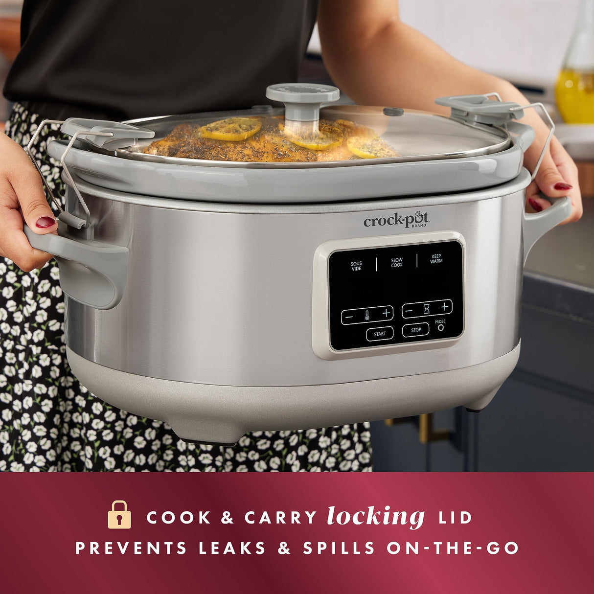 Crockpot® Programmable 7-Quart Cook & Carry Slow Cooker with Sous Vide, Stainless Steel Crock-Pot