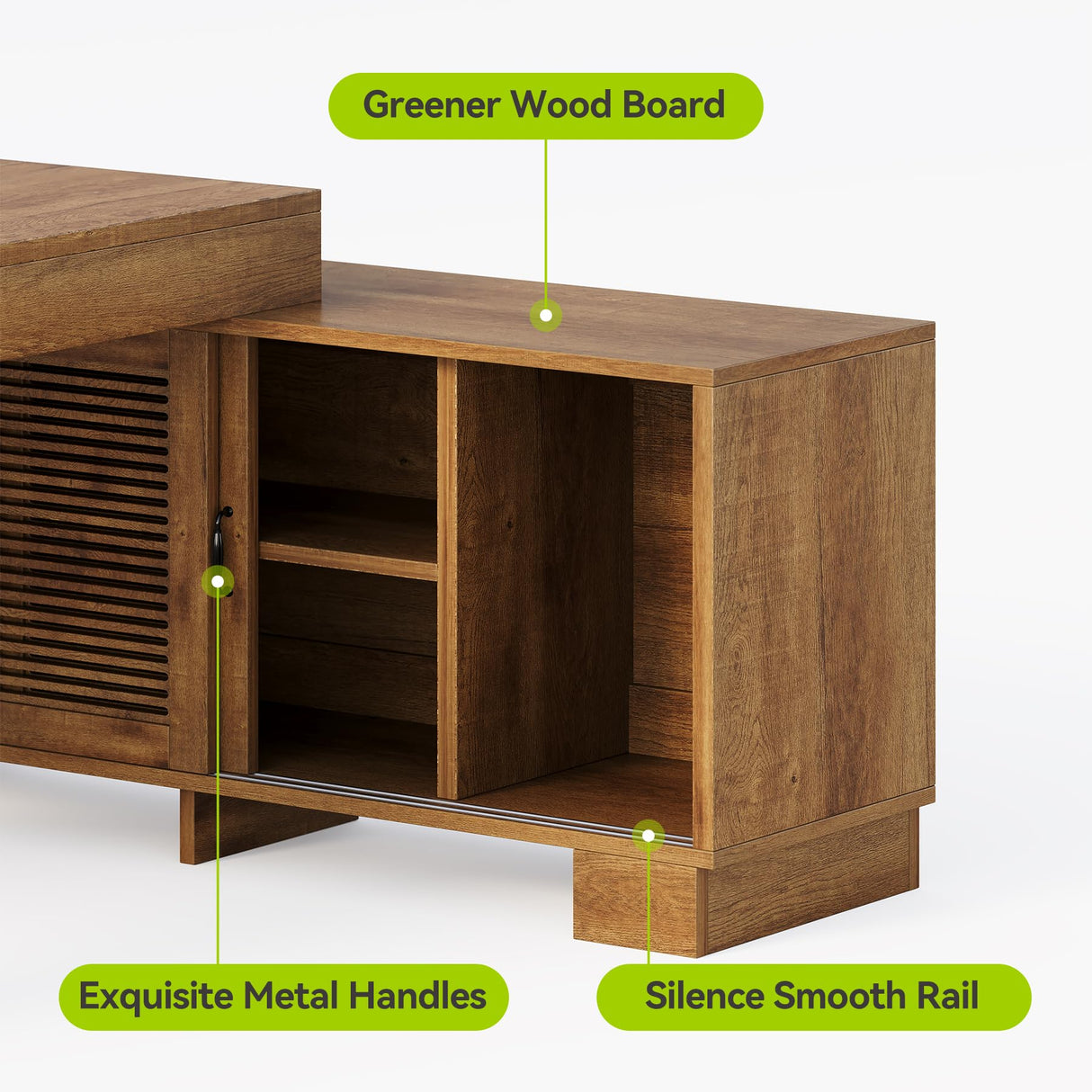 LITTLE TREE 63" L Shaped Executive Desk with Storage, Farmhouse Home Office Desk with 2-Tier Cabinets and Shelves, Large Wooden Computer Table Business Furniture Workstation Set, Brown LITTLE TREE