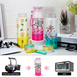 AGH Sublimation Glass Tumblers,16OZ Colored Frosted Glass Cups with Carrying Handle Lid,Different Color Gradient Glass Cups,Suitable for Milk, Soda, Juice, Drinks,Easy to Carry（12 PACK） AGH