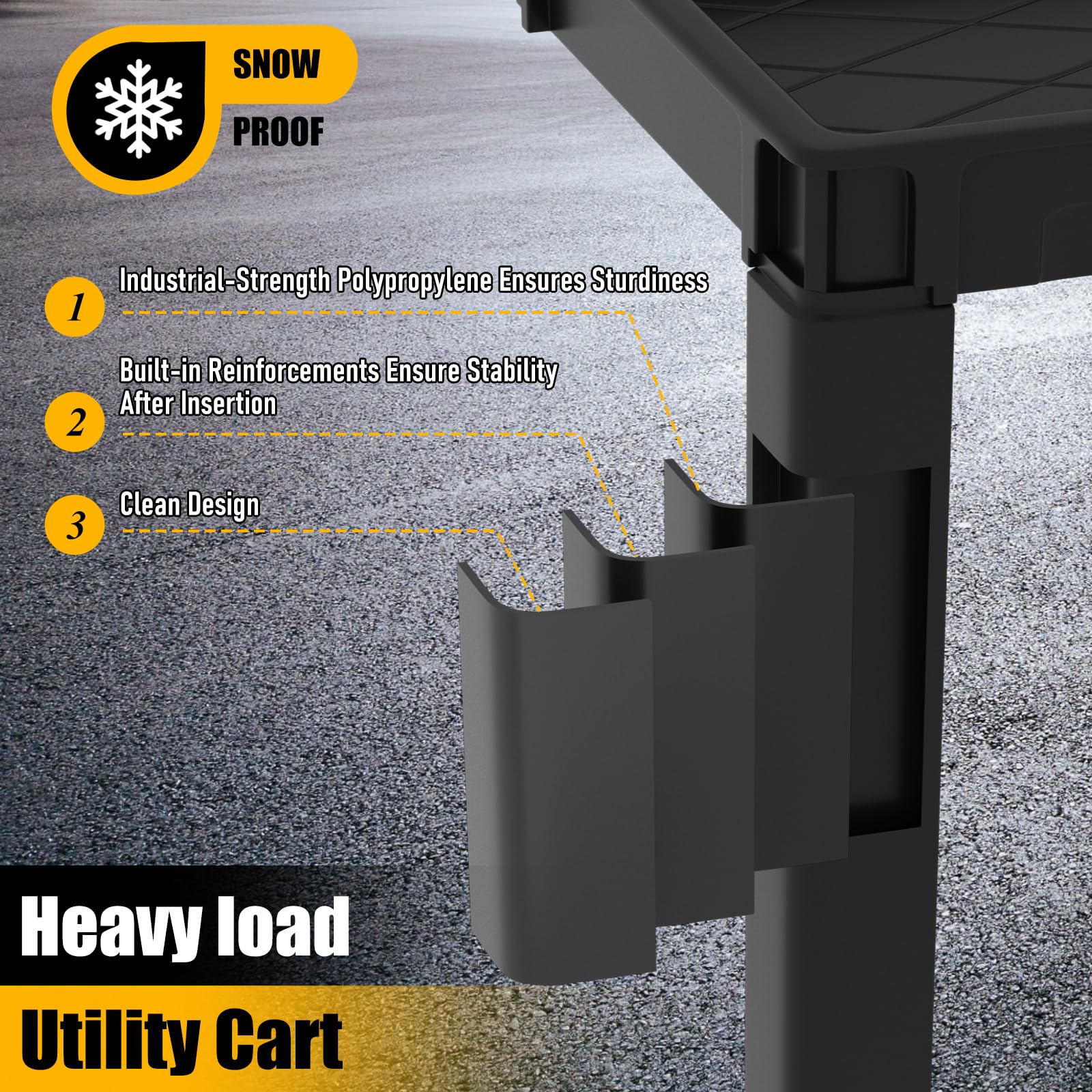 Tooremine Service Utility Plastic Tool Cart, 40 x 17-Inch Rolling Cart Huge Storage W/Deep 2-Shelf Heavy Duty Cart with Wheels,550 lbs Capacity - WoodArtSupply