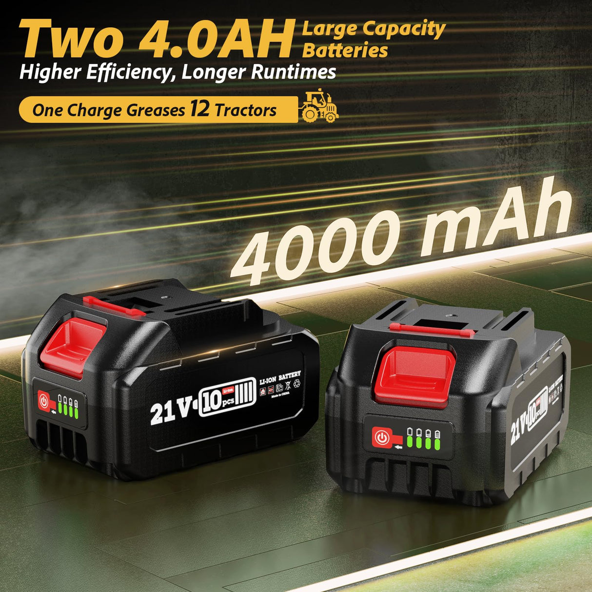 TaskStar Grease Gun, 2-in-1 Easy-to-Use Battery Grease Gun Kit with 2 * 4000mAh Batteries, Efficient Cordless Grease Gun with 90 Degree Coupler Adapter, Electric Grease Gun with LED Light, Gray TaskStar