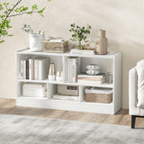 IFANNY 5 Cube Bookcase, 2 Tier Bookshelf Organizer w/Open Compartments, Horizontal Wood Bookshelves & Bookcases with Storage, Modern Book Shelf for Bedroom, Living Room, Play Room (White) WoodArtSupply