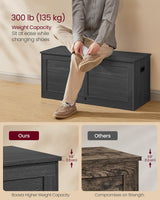 VASAGLE Storage Chest, Storage Trunk with 2 Safety Hinges, Storage Bench, Shoe Bench, Farmhouse Style, 15.7 x 39.4 x 18.3 Inches, for Entryway, Bedroom, Living Room, Charcoal Gray ULSB164B01 VASAGLE