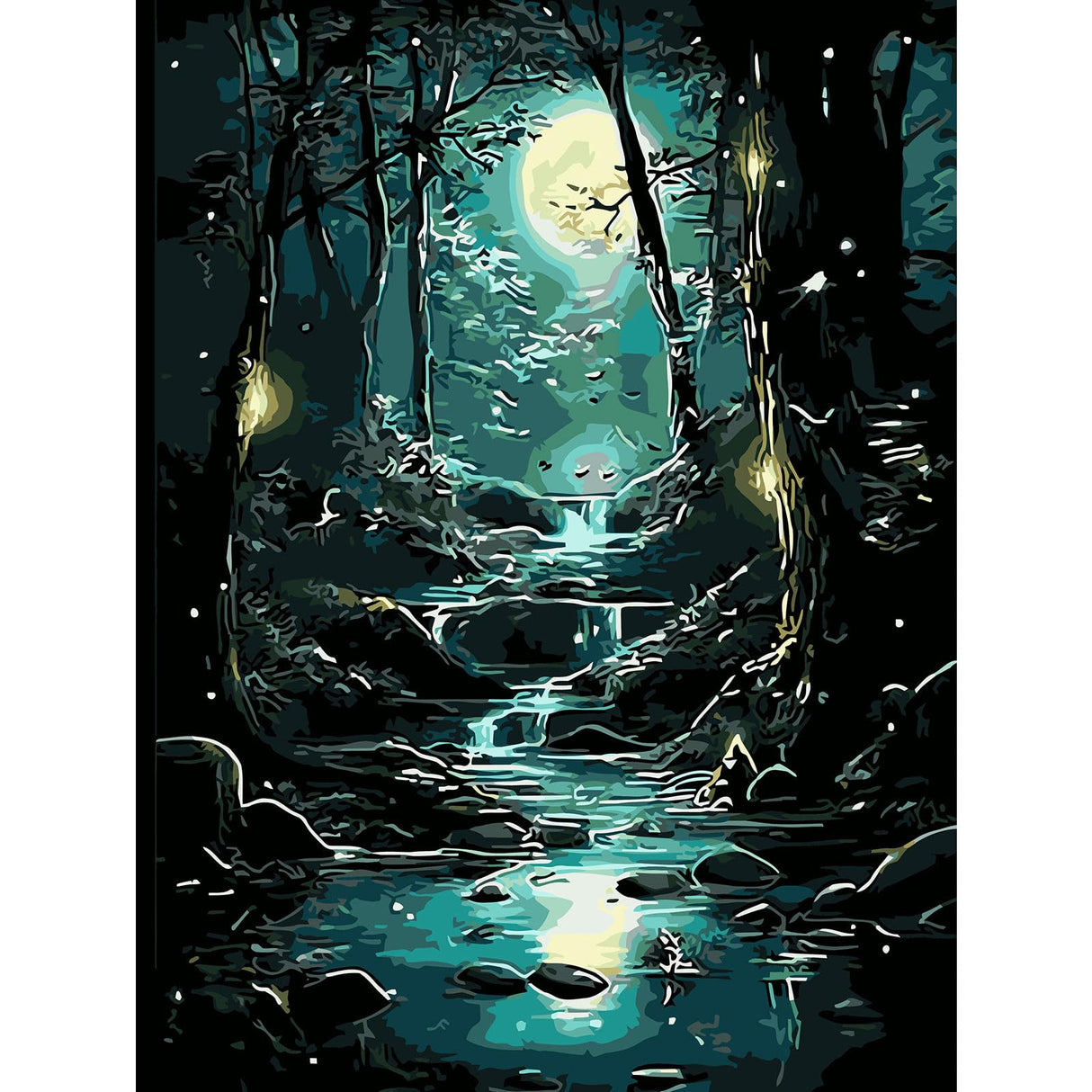 EMIEAUFG Creative Paint by Number Kit for Adults,Dark Forest DIY Paint by Numbers Set for Home Decor and Gifting - 12x16 Inch EMIEAUFG