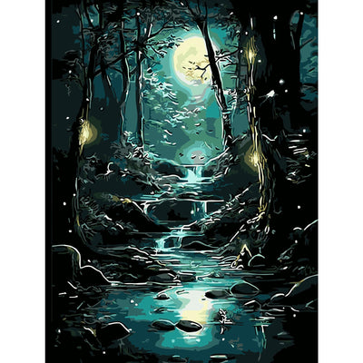 EMIEAUFG Creative Paint by Number Kit for Adults,Dark Forest DIY Paint by Numbers Set for Home Decor and Gifting - 12x16 Inch