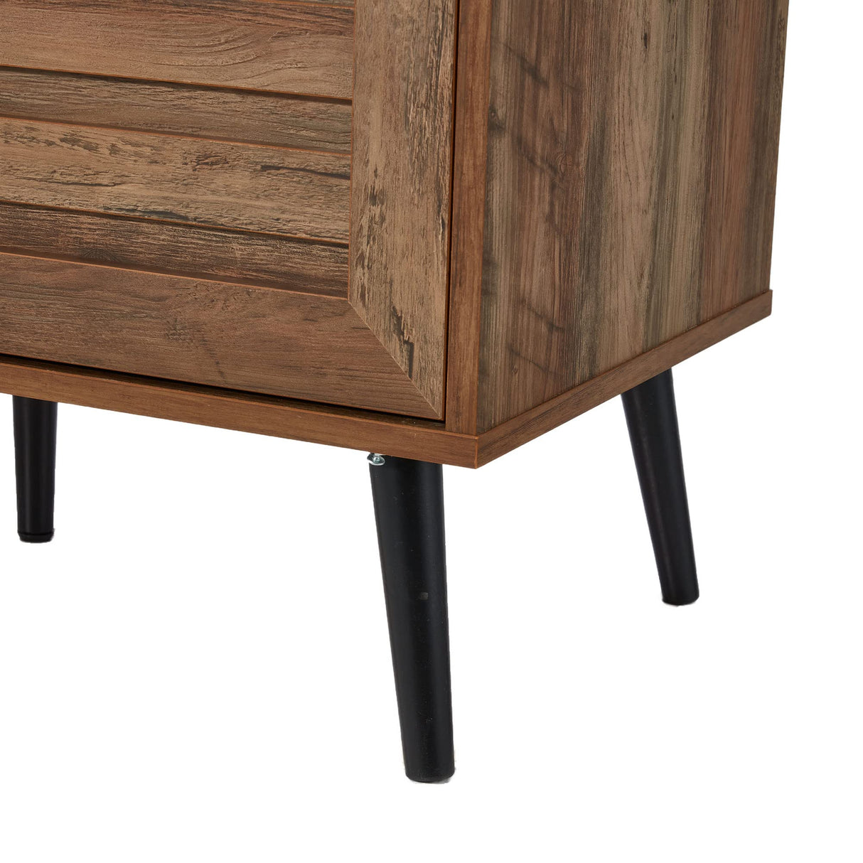 JOMEED Mid Century Modern Wooden TV Stand Entertainment Center Console with Open Shelving and 2 Cabinets for Televisions up to 65 Inches, Walnut JOMEED