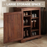 Maupvit Farmhouse Narrow Coat Rack with Shoe Storage, 6 Shoe Cubbies & 5 Coat Hooks, Entryway Furniture with Hall Tree, Ideal for hallways, Living Rooms and Mudrooms Maupvit