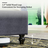 PaPaJet Bed Frame Queen Size Upholstered Platform Bed with 52.8'' Tall Sleigh Headboard, Button Tufted, No Box Spring Needed, Easy Assembly, Dark Grey PaPaJet