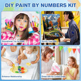 2 Pack Framed Paint by Numbers Kit for Adults - with Wooden Easel, Landscape Paint by Numbers Kit for Adults Framed, DIY Mountain Paint by Numbers with Frame for Home Wall Decor 8x12 Inch askkqtx