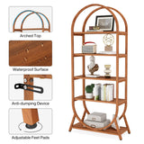 Tribesigns 5-Tier Open Bookshelf, 70.8" Tall Arched Bookcase, Modern Brown Storage Bookshelves, Freestanding Display Rack Shelving Unit for Office, Bedroom, Living Room, Easy Assembly Tribesigns