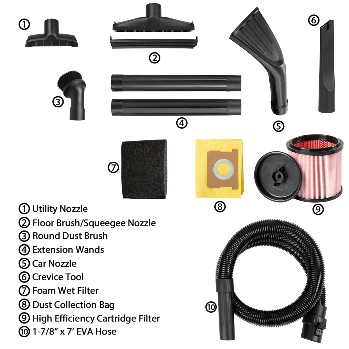 Vacmaster Professional VDK811PW 0201 8 Gallon 4.5 Peak HP Wet/Dry Vac with Self-Cleaning Filter System, 8 Gal, Black Vacmaster