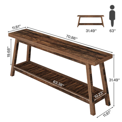 Tribesigns 70.86-Inch Console Table for Entyrway, Farmhouse 2-Tier Entry Entrance Table, Narrow Long Sofa Table Behind Couch, Rustic Brown