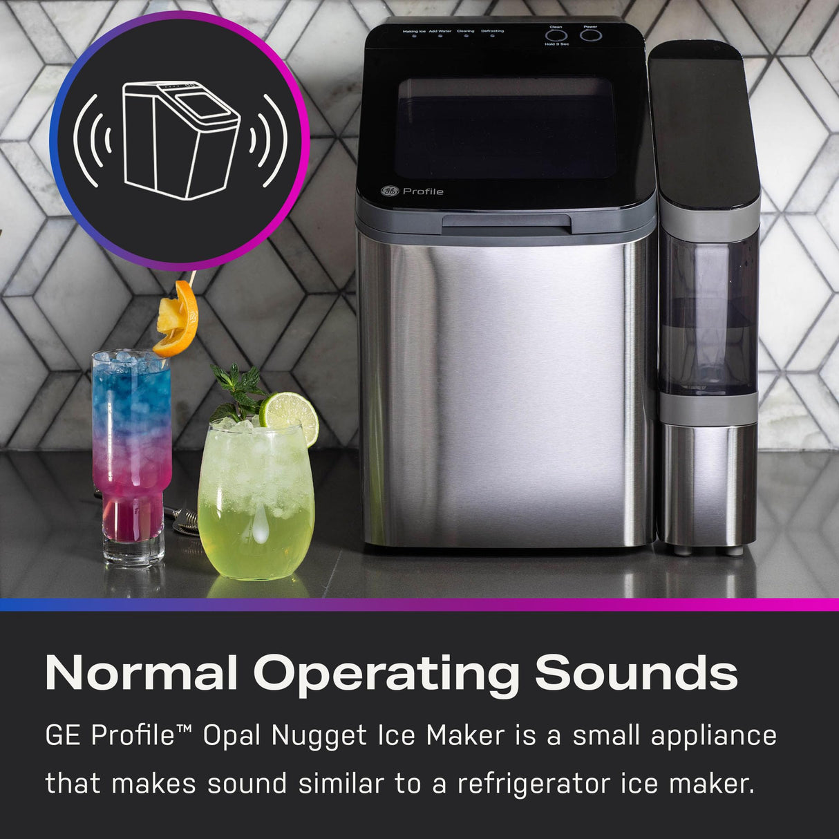 GE Profile Opal 1.0 Nugget Ice Maker| Countertop Pebble Ice Maker | Portable Ice Machine Makes up to 34 lbs of Ice Per Day | Stainless Steel Profile