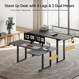 ONBRILL Standing Desk, 63x43 Inches L Shaped Desk with 4 Legs, Dual Motor and Memory Controller, Electric Stand Up Desk Adjustable Height from 28-46 Inches for Computer Workstation Black ONBRILL