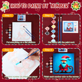Nezyo 12 Sets Christmas Paint by Numbers Kit with Frame for Adult Beginners, Paint by Number DIY Acrylic Painting Canvas for Painting Party, Classroom Activity Birthday Gift, 8 x 8 Inch Nezyo