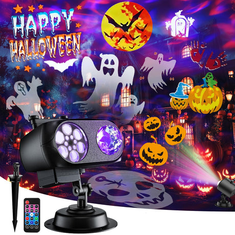 2025 Upgraded Brighter Halloween Decorations Projector Lights for Home, Display 8 Patterns at A Time (Ocean Wave & Patterns), 8 Themes Holiday Projector Christmas’ Day House Decoration Light Show FLITI