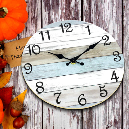 CHYLIN Wall Clock 14 Inch Bathroom Clock, Rustic Wall Clocks Battery Operated, Silent Non Ticking Wooden Coastal Beach Clock for Kitchen, Living Room, Bedroom, Office (White) - WoodArtSupply