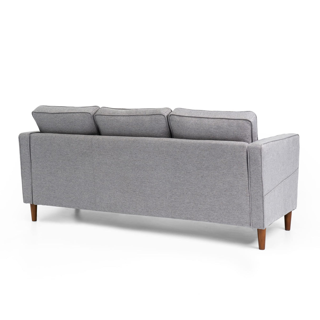 Mellow HANA Modern Linen Fabric Loveseat / Sofa / Couch with Armrest Pockets, Heather Grey Mellow