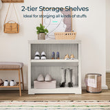 LINSY HOME 2-Tier Bookcase and Bookshelf, Small Wood Display Storage Shelves Farmhouse Bookshelf for Home Office, Living Room, Bed Room - White Oak LINSY HOME